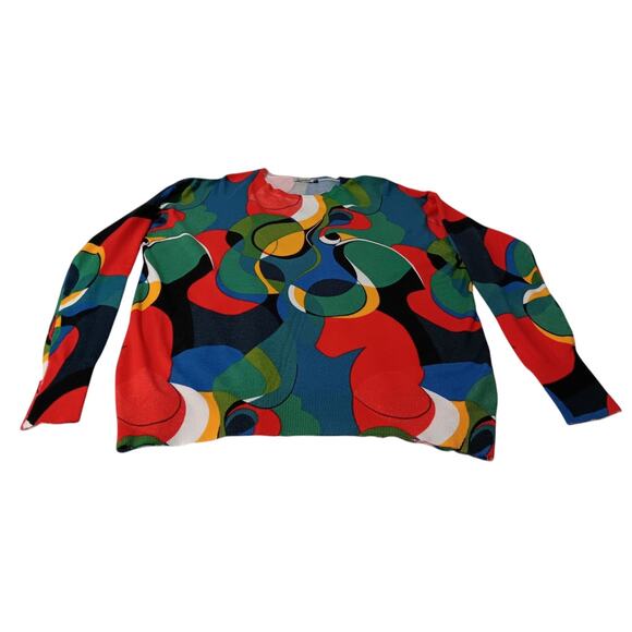Men's Artsy Abstract‎ Lightweight Sweater M Colorful Art to Wear Work Office - Picture 3 of 12